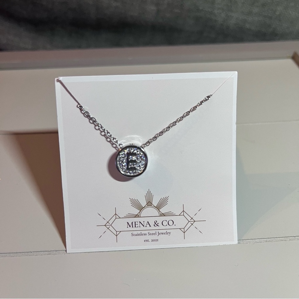 Stainless Steel Silver ‘E’ initial Delicate & Simple Pendant Necklace